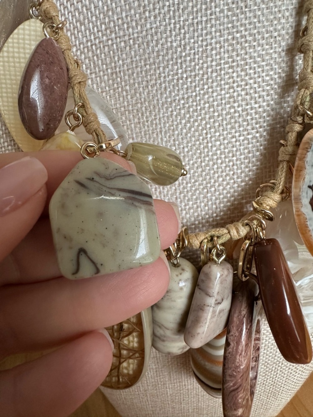 Chico's Multi-Stone Pendant Necklace in Beige, Cream and Brown - Picture 4 of 10